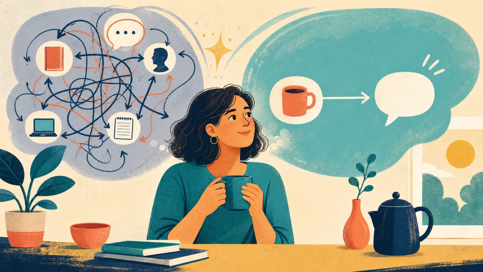 Estudiante asociando una idea directamente con una frase en inglés