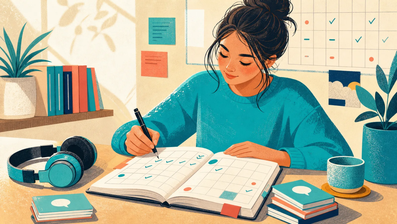 Estudiante completando su plan de 30 días para aprender inglés